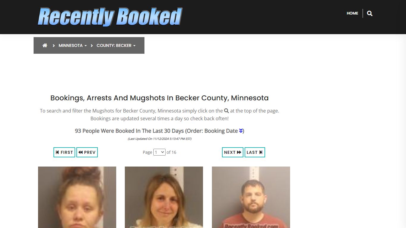 Bookings, Arrests and Mugshots in Becker County, Minnesota